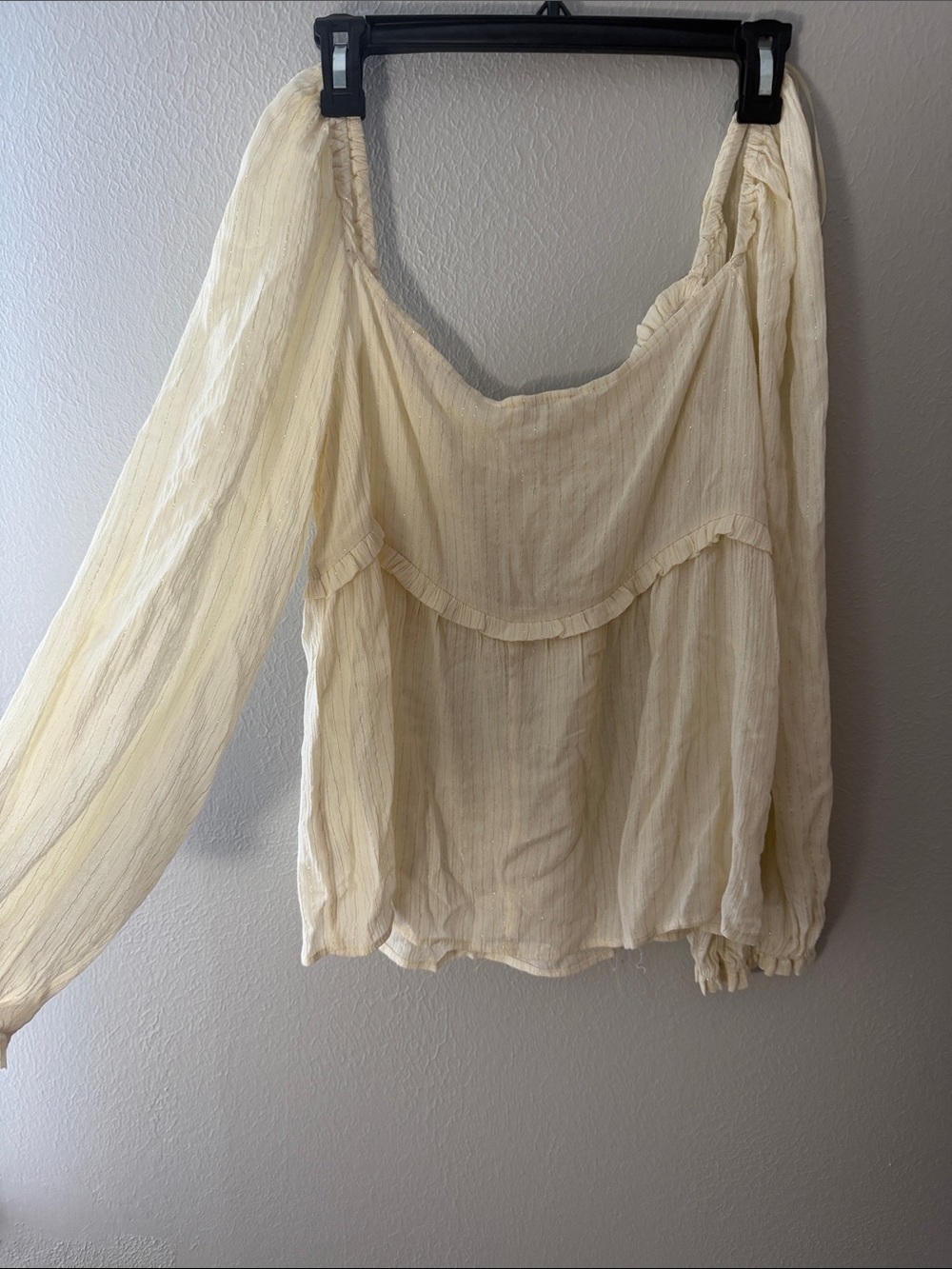 Umgee Cream Lightweight Gauze Peasant Blouse - Picture 2 of 3